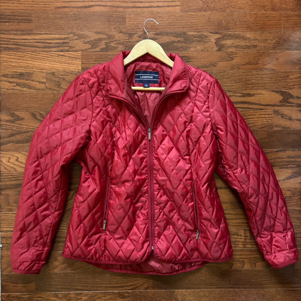 Lands' End Red Quilted Jacket - image 1
